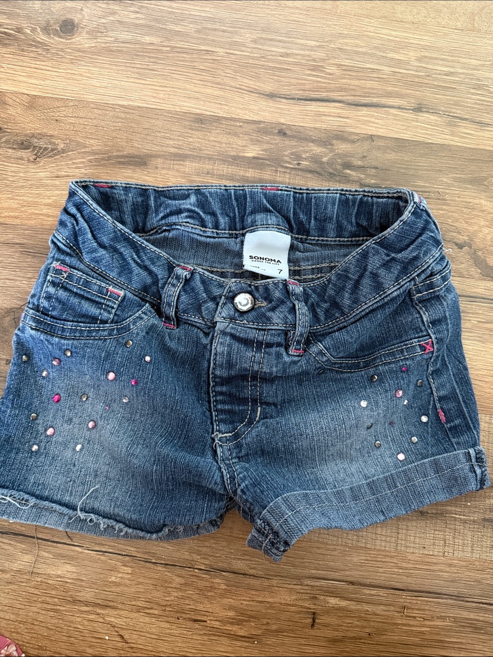 Sonoma Dark Blue Denim Shorts with Pink Accents